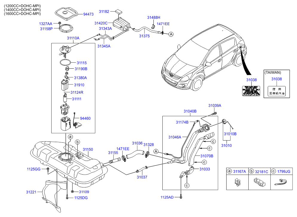 Hyundai 311101J000 - Горивопроводен модул (горивна помпа+сонда) vvparts.bg