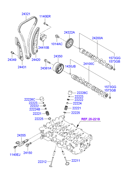 Hyundai 22224-2B000 - Гумичка на клапан, уплътн. пръстен, стъбло на кл. vvparts.bg