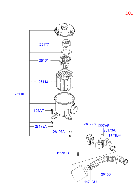 Hyundai 28130-44000 - Въздушен филтър vvparts.bg