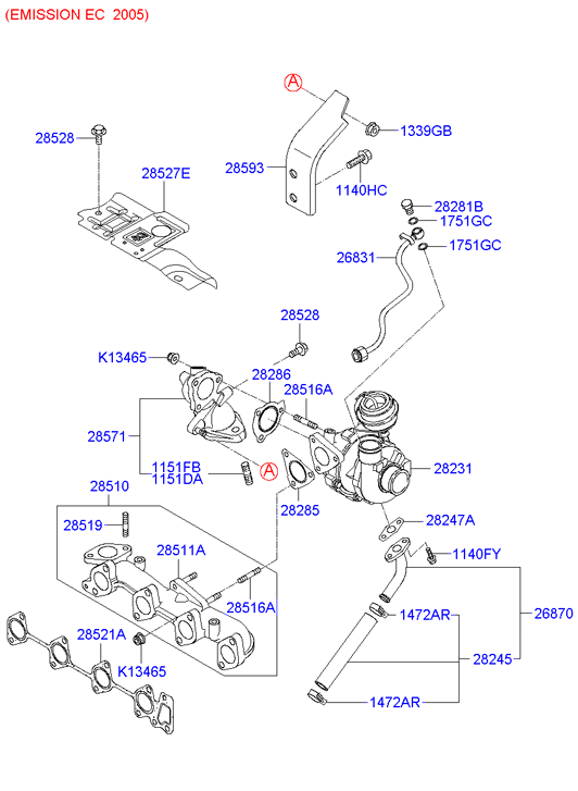 Hyundai 2824027000 - Масловод, турбина vvparts.bg