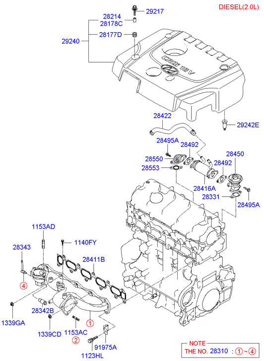 Hyundai 28411-27000 - Уплътнение, всмукателен колектор vvparts.bg