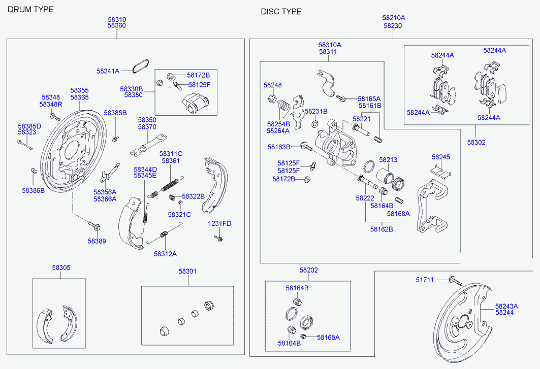 Hyundai 58303-2DA01 - Ремонтен комплект, спирачен апарат vvparts.bg