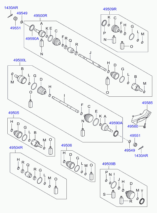 Hyundai 495052HA21 - Каре комплект, полуоска vvparts.bg