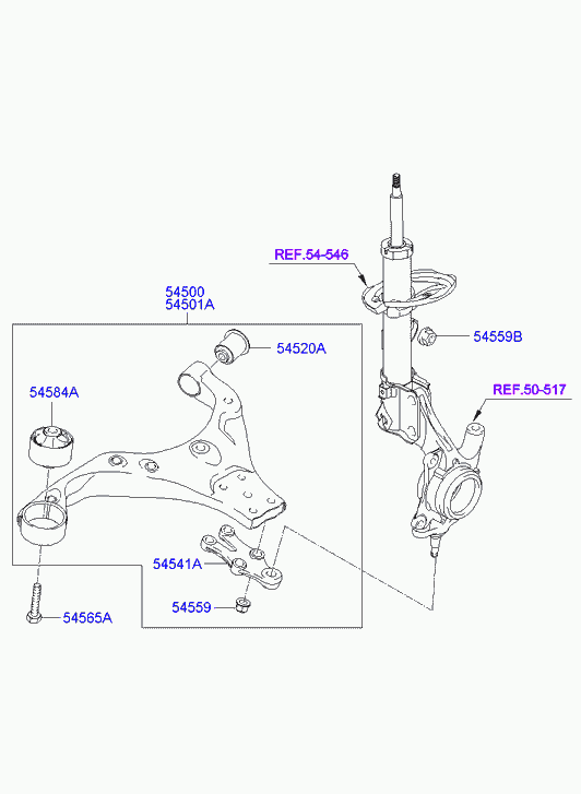 Hyundai 54501-2E000 - Носач, окачване на колелата vvparts.bg