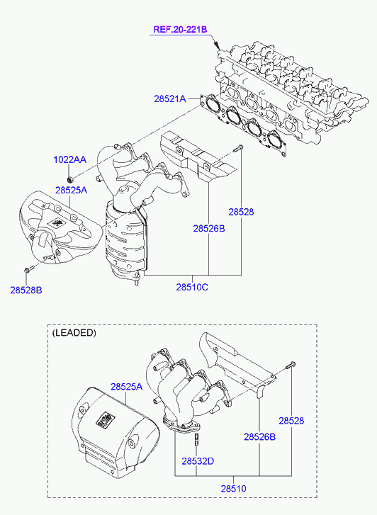 Hyundai 28521-23005 - Уплътнение, изпускателен колектор vvparts.bg