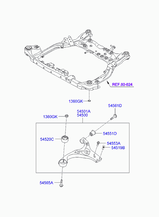 AISIN 54500-2H000* - Arm complete - front lower, lh vvparts.bg