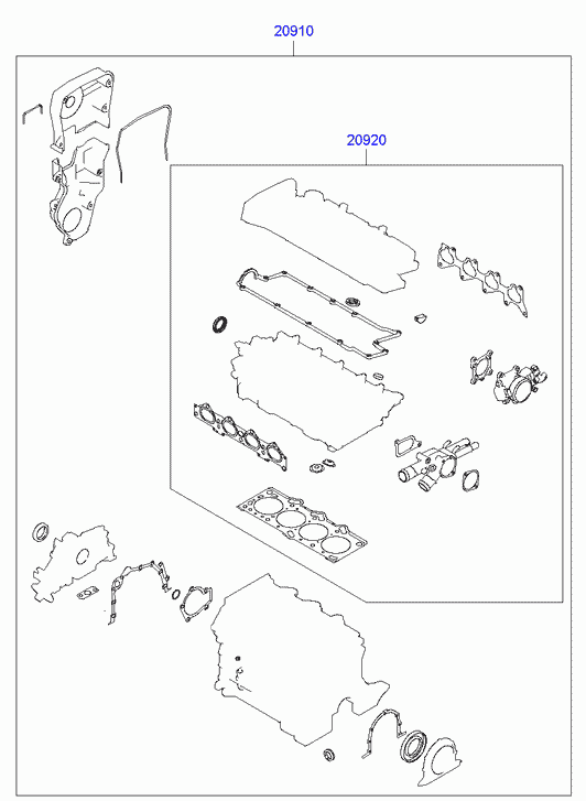 KIA 20920-23H00 - Комплект гарнитури, цилиндрова глава vvparts.bg