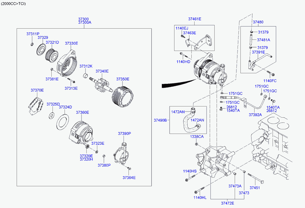 KIA 3730037400 - Генератор vvparts.bg