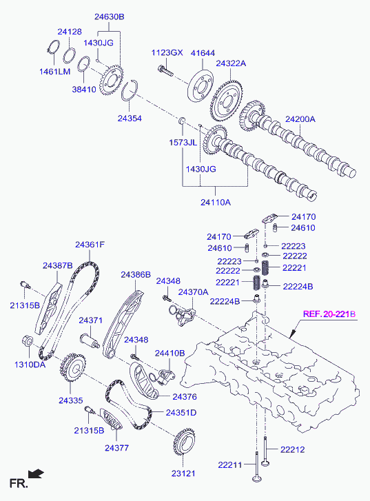 KIA 24376-2F000 - Комплект ангренажна верига vvparts.bg