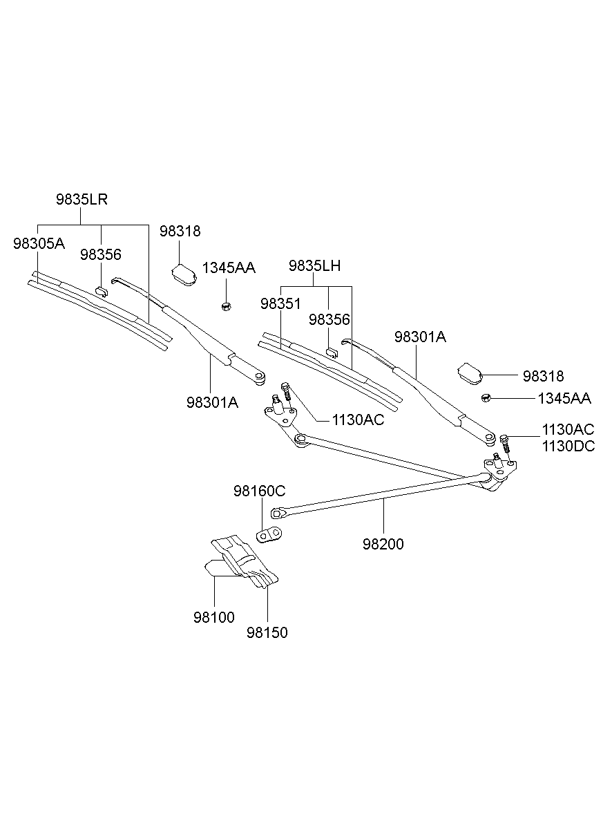 Hyundai 983504A000 - Перо на чистачка vvparts.bg