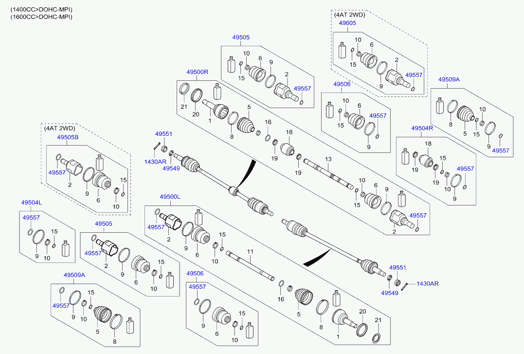 Hyundai 49605-1CA00 - Каре комплект, полуоска vvparts.bg