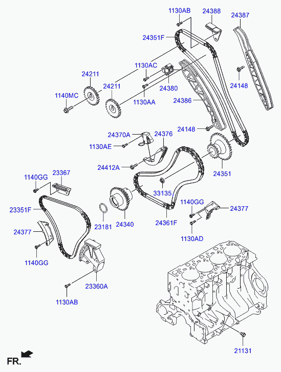 KIA 24387-4A100 - Направляваща шина (плъзгач), ангренажна верига vvparts.bg