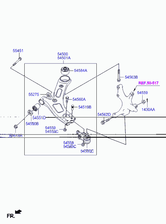 Hyundai 545004H200 - Носач, окачване на колелата vvparts.bg