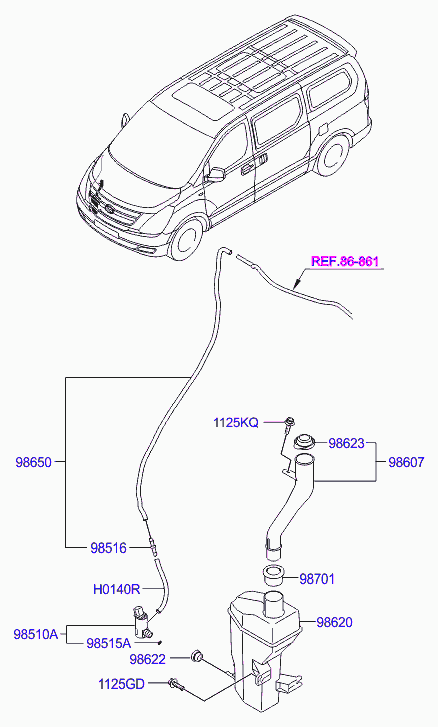 Hyundai 98510-2M500 - Водна помпа за миещо устр., почистване на стъклата vvparts.bg