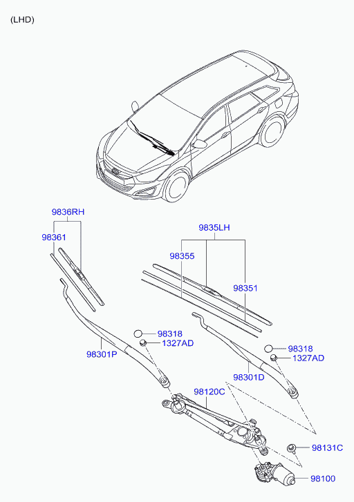 Hyundai 98361-3Z000 - Перо на чистачка vvparts.bg