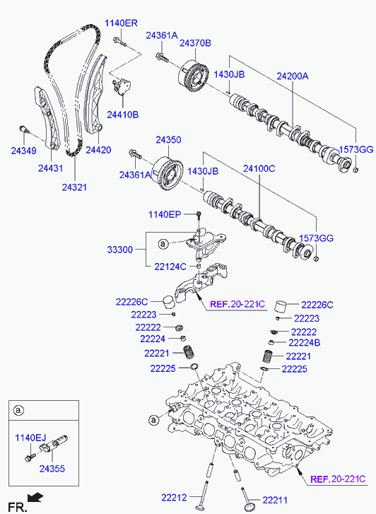 KIA 24431-2B611 - Комплект ангренажна верига vvparts.bg