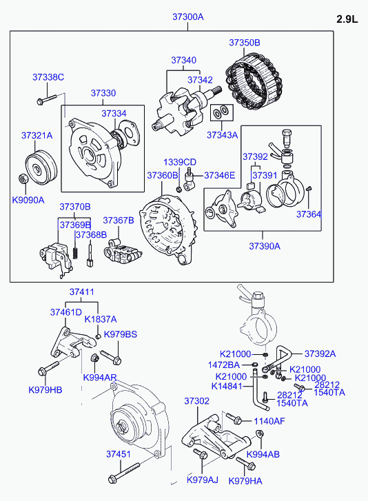 KIA 3737042300 - Регулатор на генератор vvparts.bg