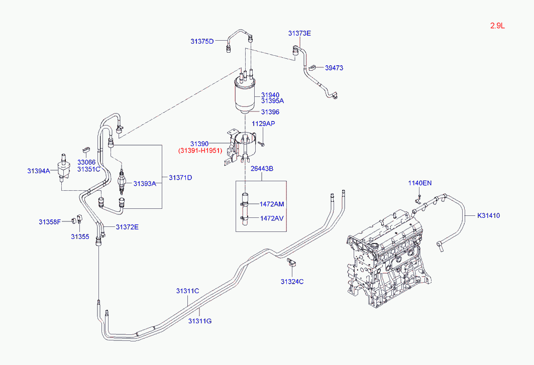 Hyundai 31390H1952 - Горивен филтър vvparts.bg