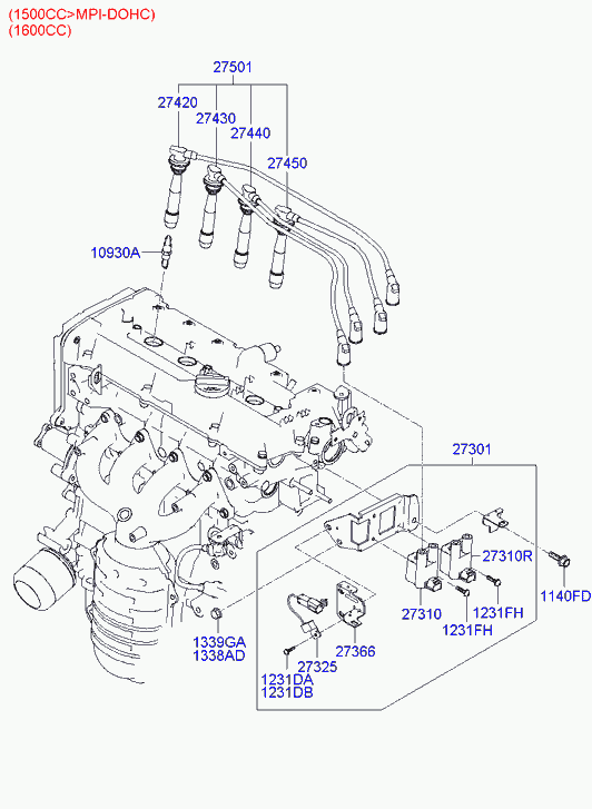 Hyundai 2745022010 - Комплект запалителеи кабели vvparts.bg