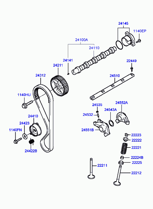 Hyundai 24410-02510 - Обтяжна ролка, ангренаж vvparts.bg
