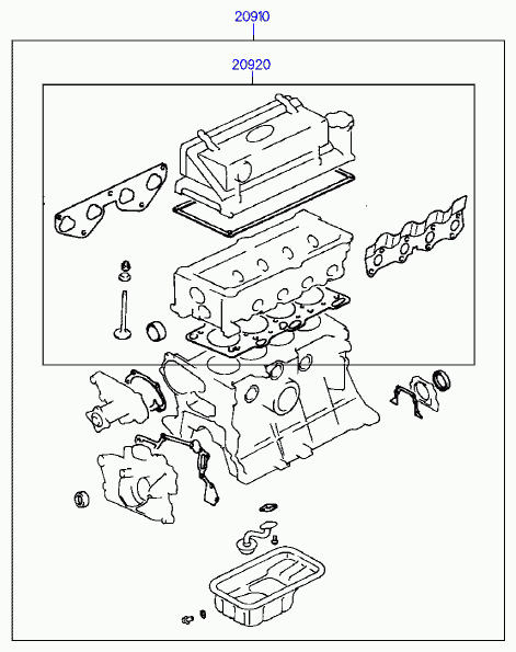 KIA 20910-02B00 - Комплект гарнитури, цилиндрова глава vvparts.bg