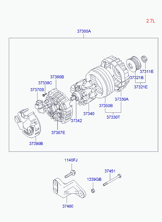 KIA 37300-38310 - Генератор vvparts.bg