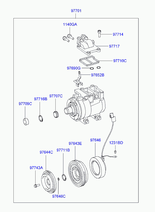 OM 977011C100 - Компресор, климатизация vvparts.bg