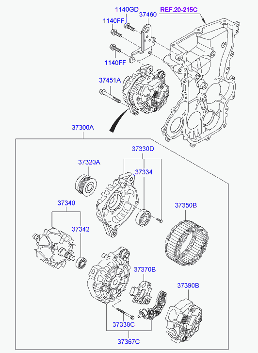 KIA 3730003600 - Генератор vvparts.bg