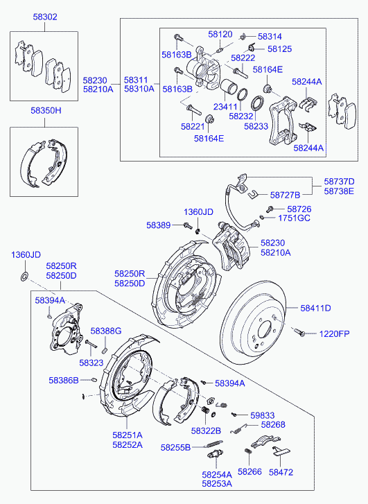 KIA 58302-3JA50 - Комплект спирачно феродо, дискови спирачки vvparts.bg