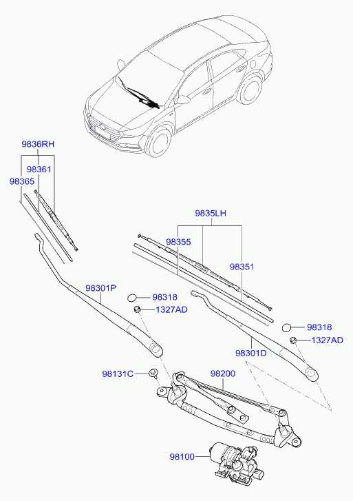 Hyundai 98350H5000 - Перо на чистачка vvparts.bg