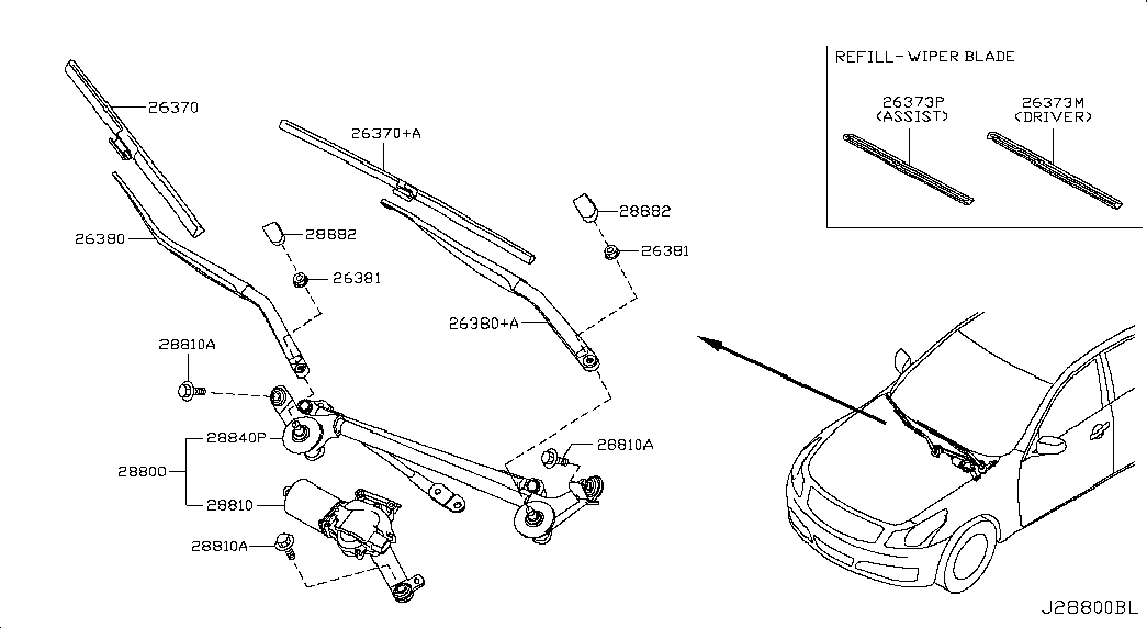 Infiniti 28890-JK66A - Перо на чистачка vvparts.bg