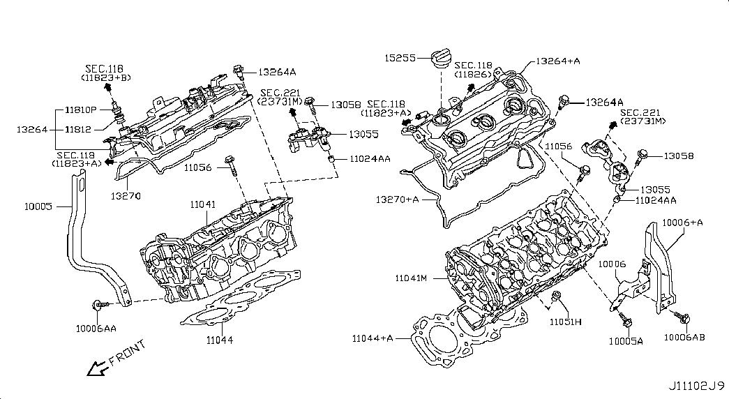 NISSAN 11044-9N01A - Гарнитура, цилиндрова глава vvparts.bg