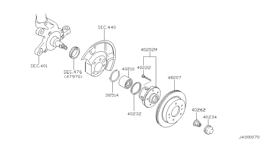 NISSAN 4023221B00 - Комплект колесен лагер vvparts.bg