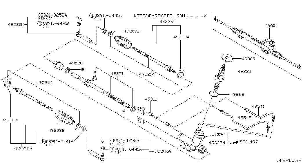 NISSAN 49311-CG101 - Окачване, кормилна кутия vvparts.bg