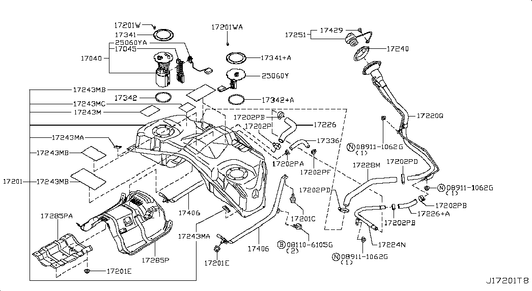 NISSAN 17040-1BA0D - Горивен филтър vvparts.bg