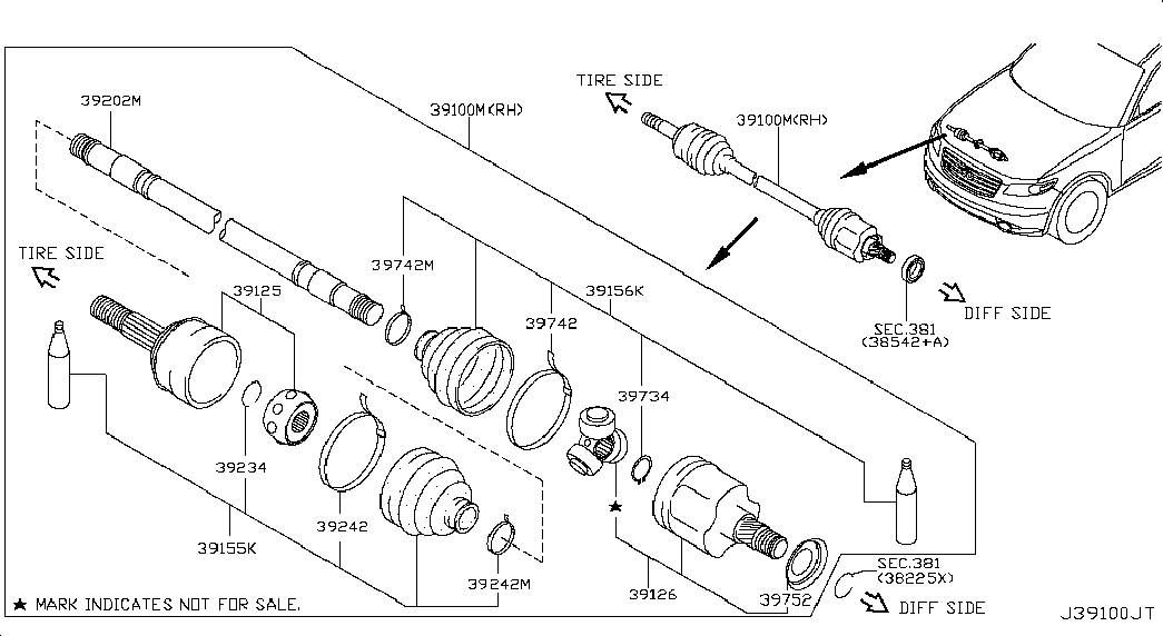 NISSAN 39241-CG025 - Маншон, полуоска vvparts.bg