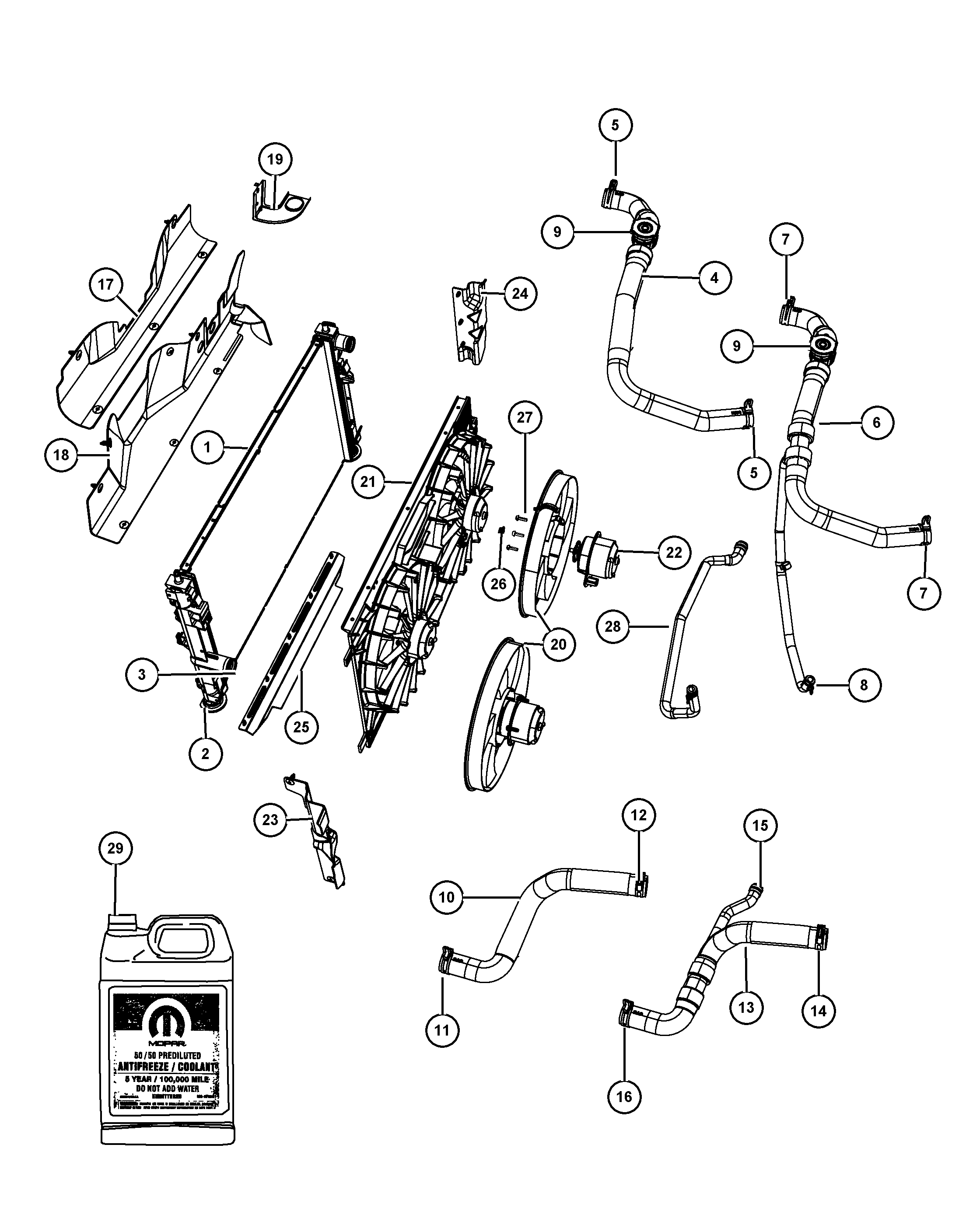 Dodge 68004 049AB - Радиатор, охлаждане на двигателя vvparts.bg