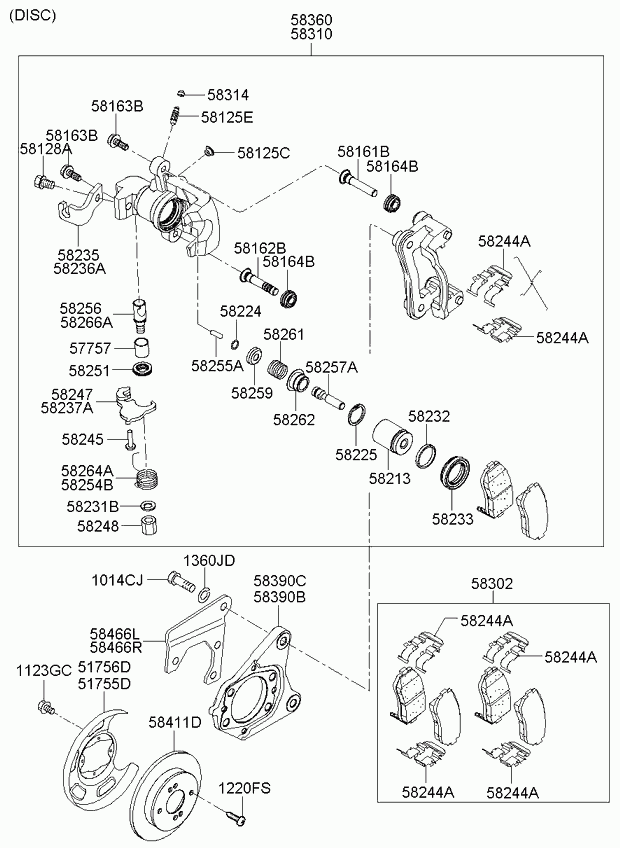 KIA 5836007000 - Комплект спирачна челюст vvparts.bg