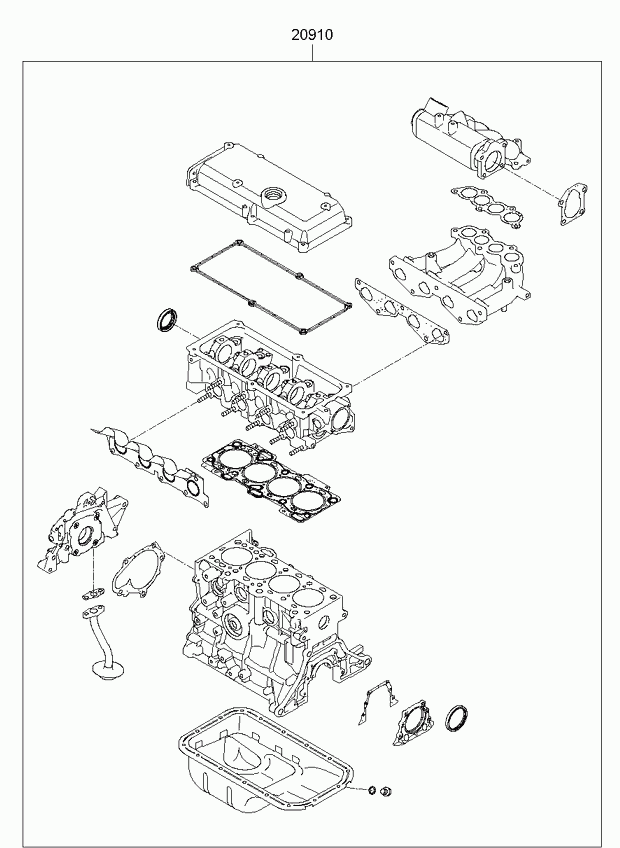 Hyundai 20910-02H00 - Комплект гарнитури, цилиндрова глава vvparts.bg