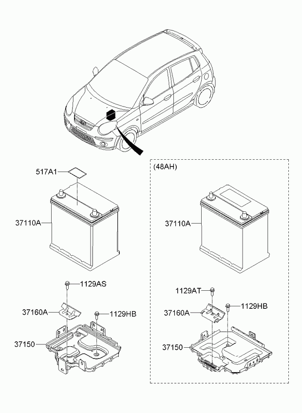 KIA 3711007100 - Battery assy vvparts.bg