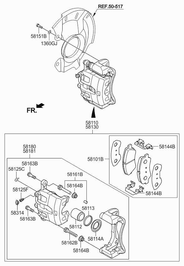 KIA 58190-1RA00 - Спирачен апарат vvparts.bg