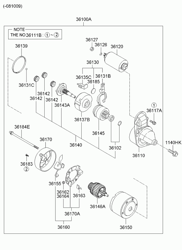 Hyundai 3615537300 - Въглеродна четка, стартер vvparts.bg