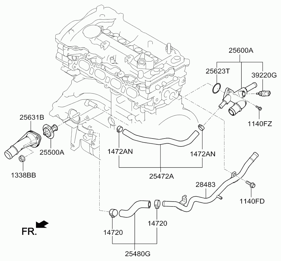 Hyundai 25500-2E000 - Термостат, охладителна течност vvparts.bg