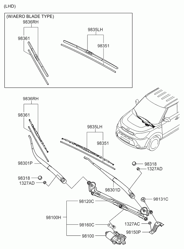 KIA 98360B2000 - Перо на чистачка vvparts.bg