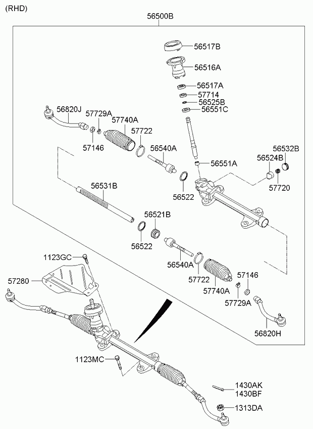 Hyundai 56820-A6090* - Накрайник на напречна кормилна щанга vvparts.bg