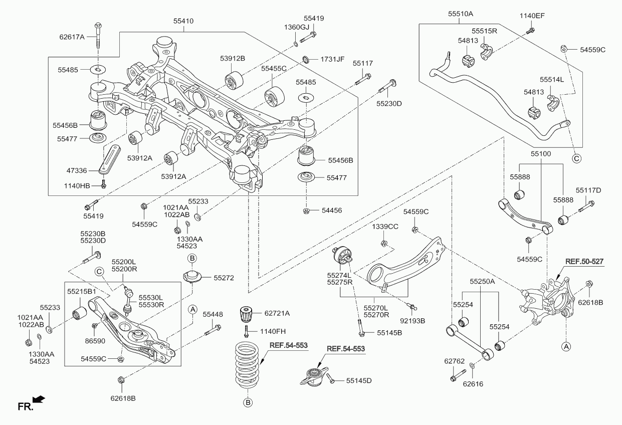 Hyundai 55215C5000 - Държач, окачване на напречен носач vvparts.bg