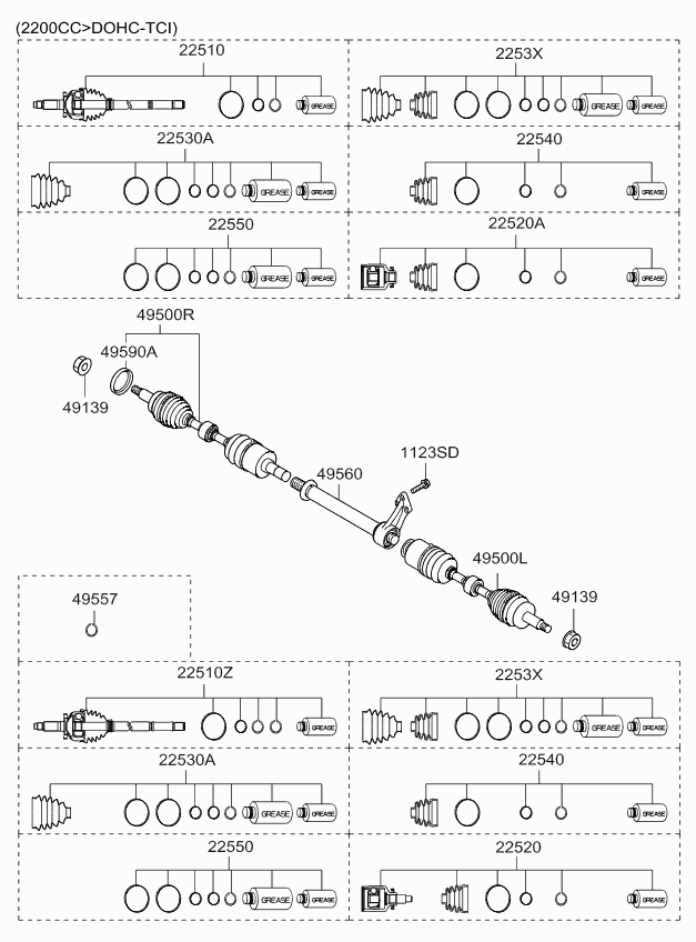 Hyundai 49595-4D000 - Маншон, полуоска vvparts.bg