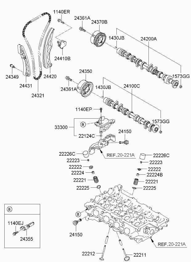 KIA 24410-2B600 - Комплект ангренажна верига vvparts.bg