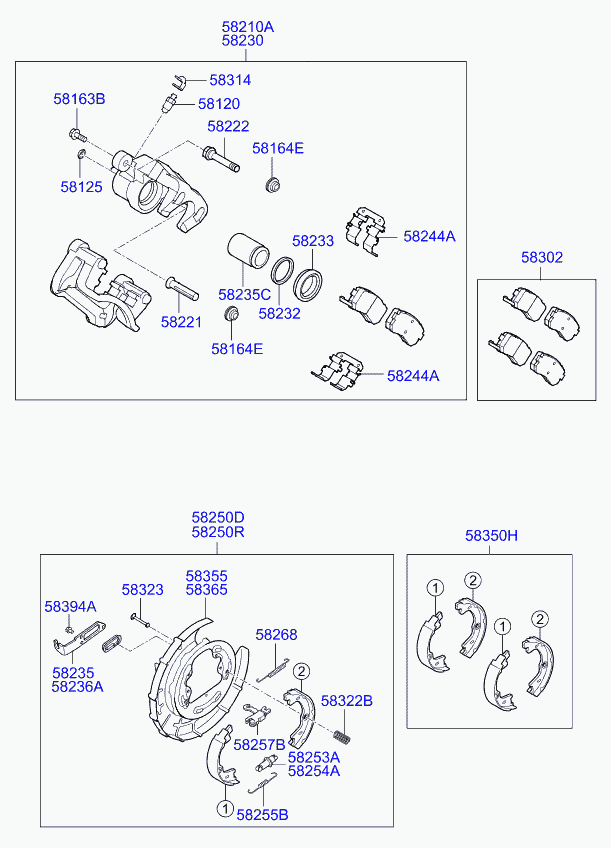 Hyundai 58302-1HA00 - Комплект спирачно феродо, дискови спирачки vvparts.bg