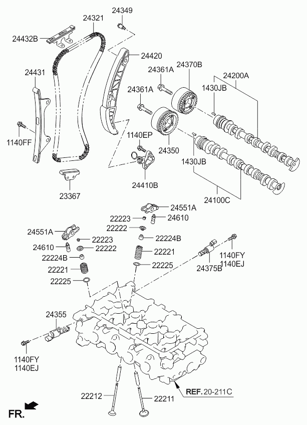 KIA 24431-03100 - Направляваща шина (плъзгач), ангренажна верига vvparts.bg
